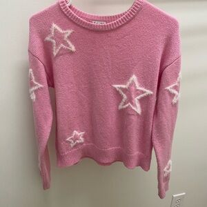 Splendid Pink Star Crew Neck Sweater